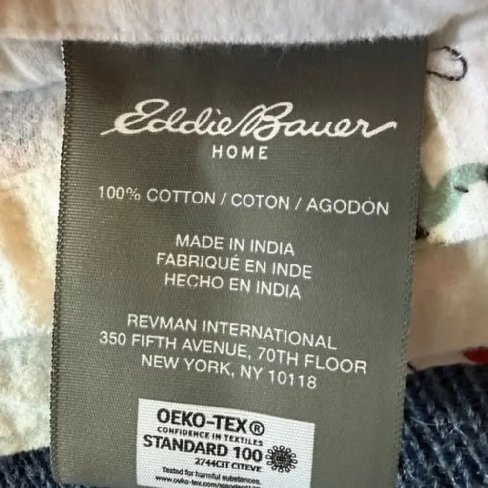 EDDIE BAUER HOME 100% cotton Flannel Queen SIZE flat SHEET SKIER SKIING